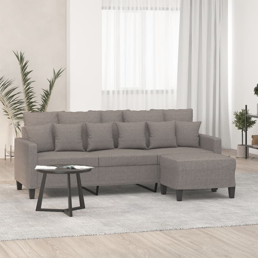 3-Sitzer-Sofa mit Hocker Hellgrau 180 cm Stoff