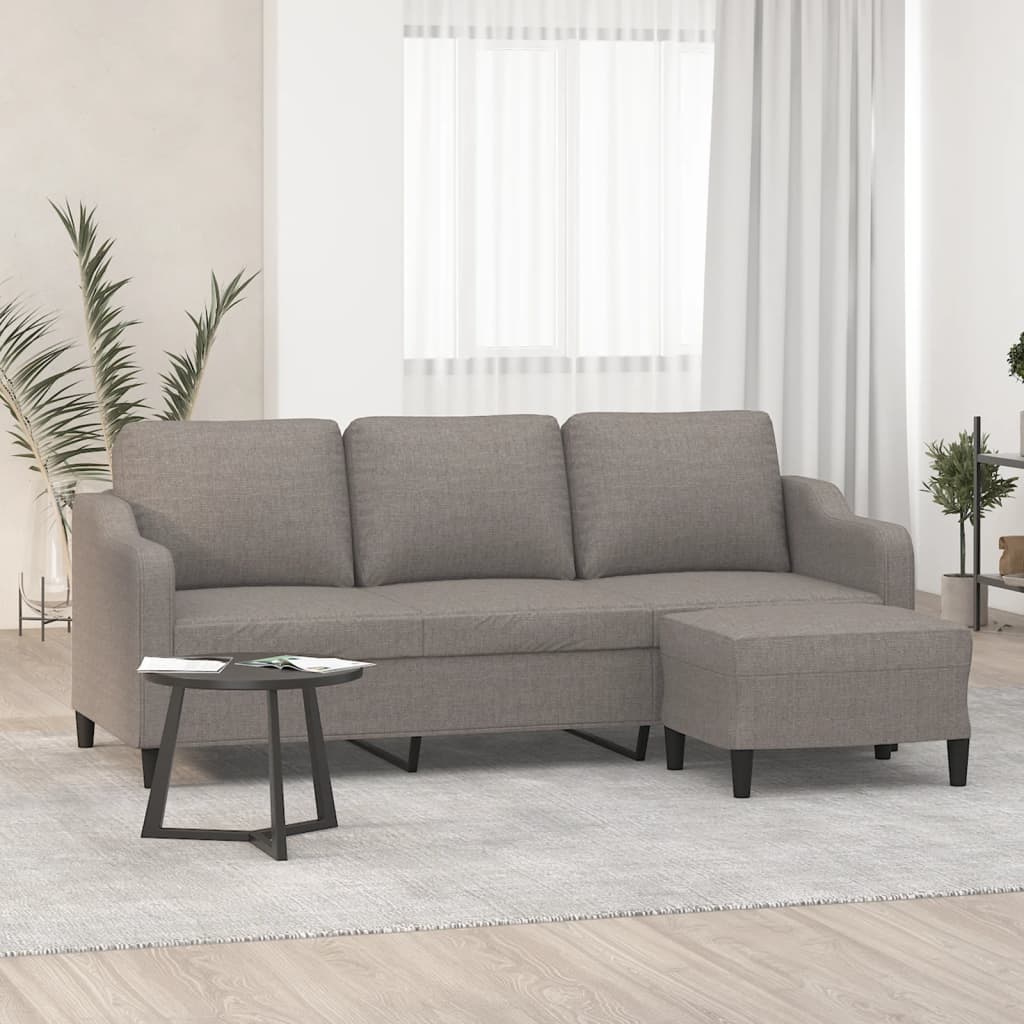 3-Sitzer-Sofa mit Hocker Hellgrau 180 cm Stoff