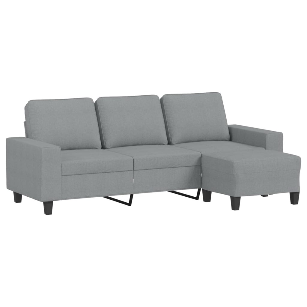 vidaXL 3-Sitzer-Sofa mit Hocker Hellgrau 180 cm Stoff