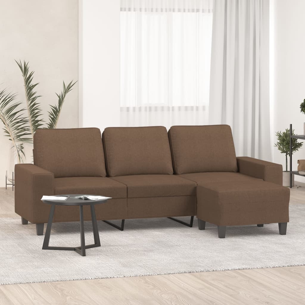 vidaXL 3-Sitzer-Sofa mit Hocker Hellgrau 180 cm Stoff