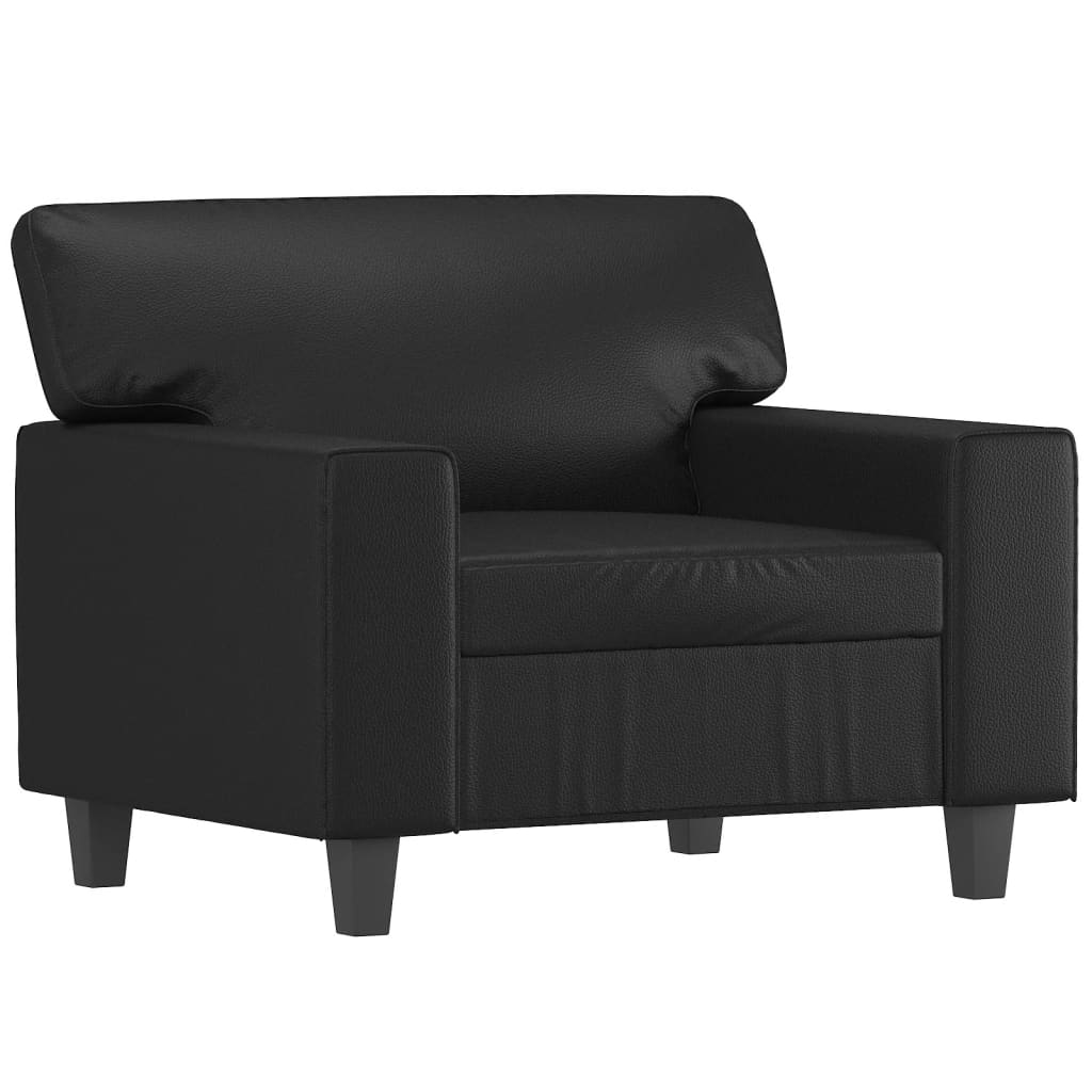 vidaXL Sessel mit Hocker Schwarz 60 cm Kunstleder