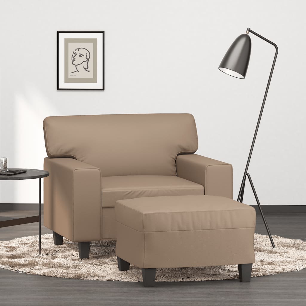 Sessel mit Hocker Schwarz 60 cm Kunstleder