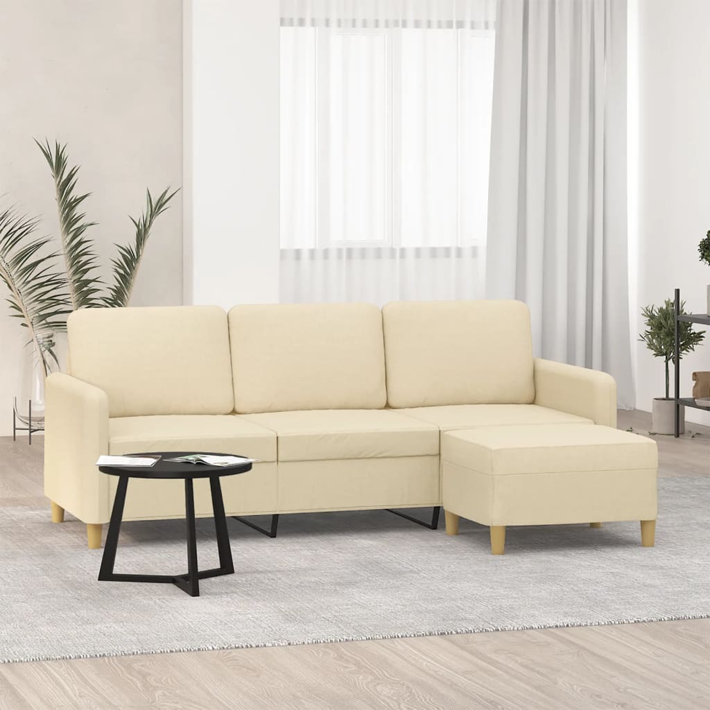 vidaXL 3-Sitzer-Sofa mit Hocker Hellgrau 180 cm Stoff