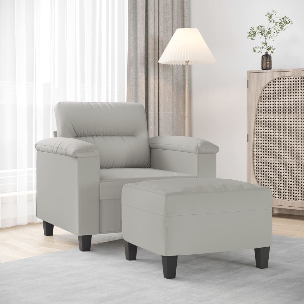 vidaXL Sessel mit Hocker Taupe 60 cm Mikrofasergewebe