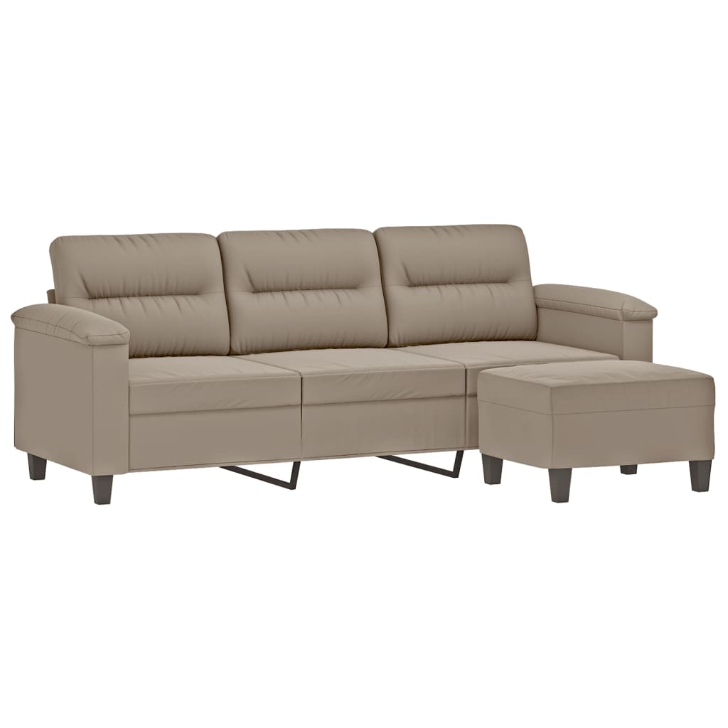 vidaXL 3-Sitzer-Sofa mit Hocker Taupe 180 cm Mikrofasergewebe