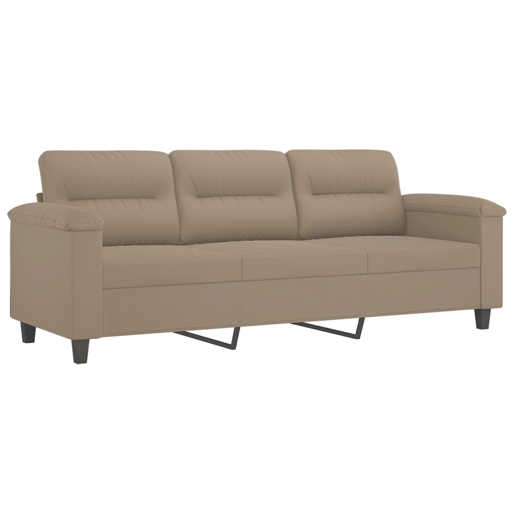 vidaXL 3-Sitzer-Sofa mit Hocker Taupe 180 cm Mikrofasergewebe