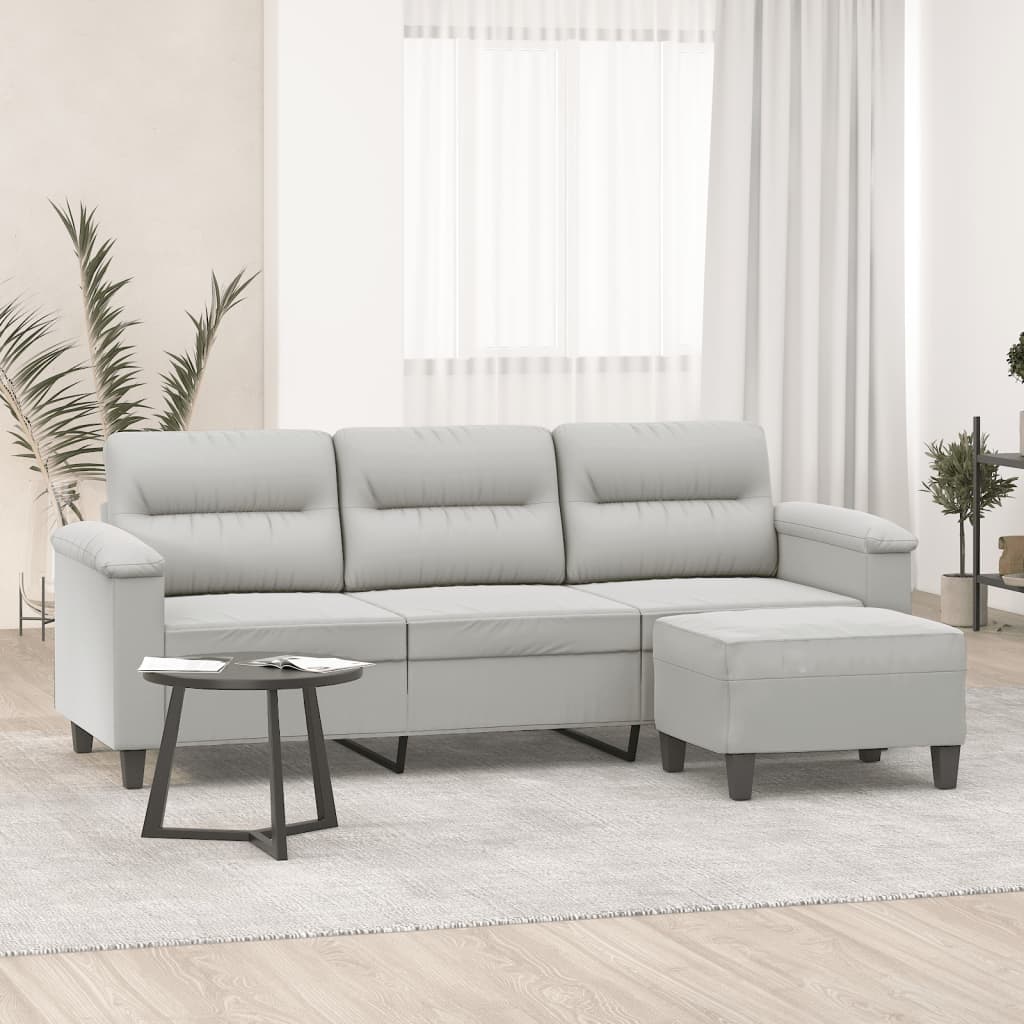 vidaXL 3-Sitzer-Sofa mit Hocker Taupe 180 cm Mikrofasergewebe