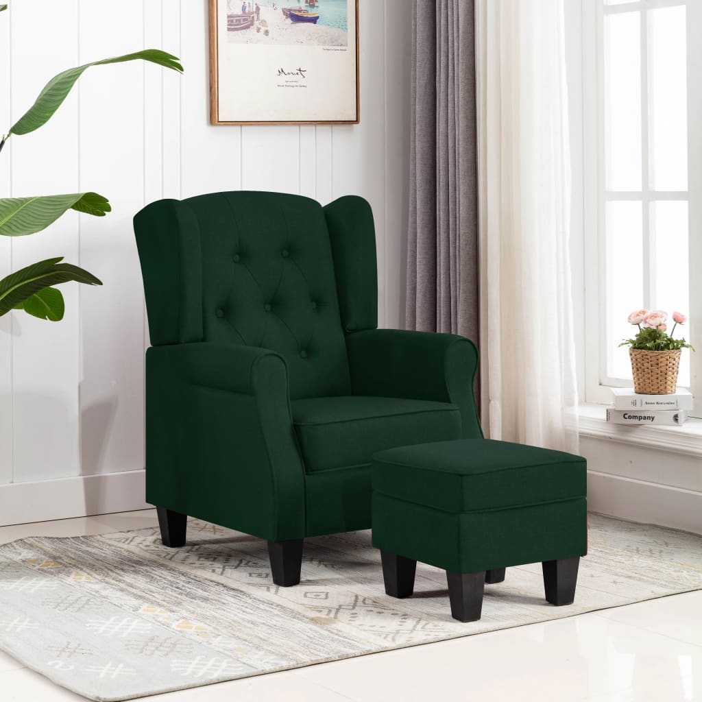 Sessel mit Fußhocker Hellgrau Stoff