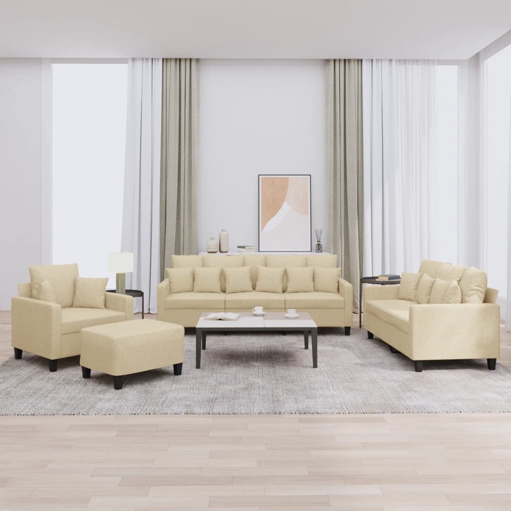 vidaXL 3-tlg. Sofagarnitur mit Kissen Hellgrau Stoff