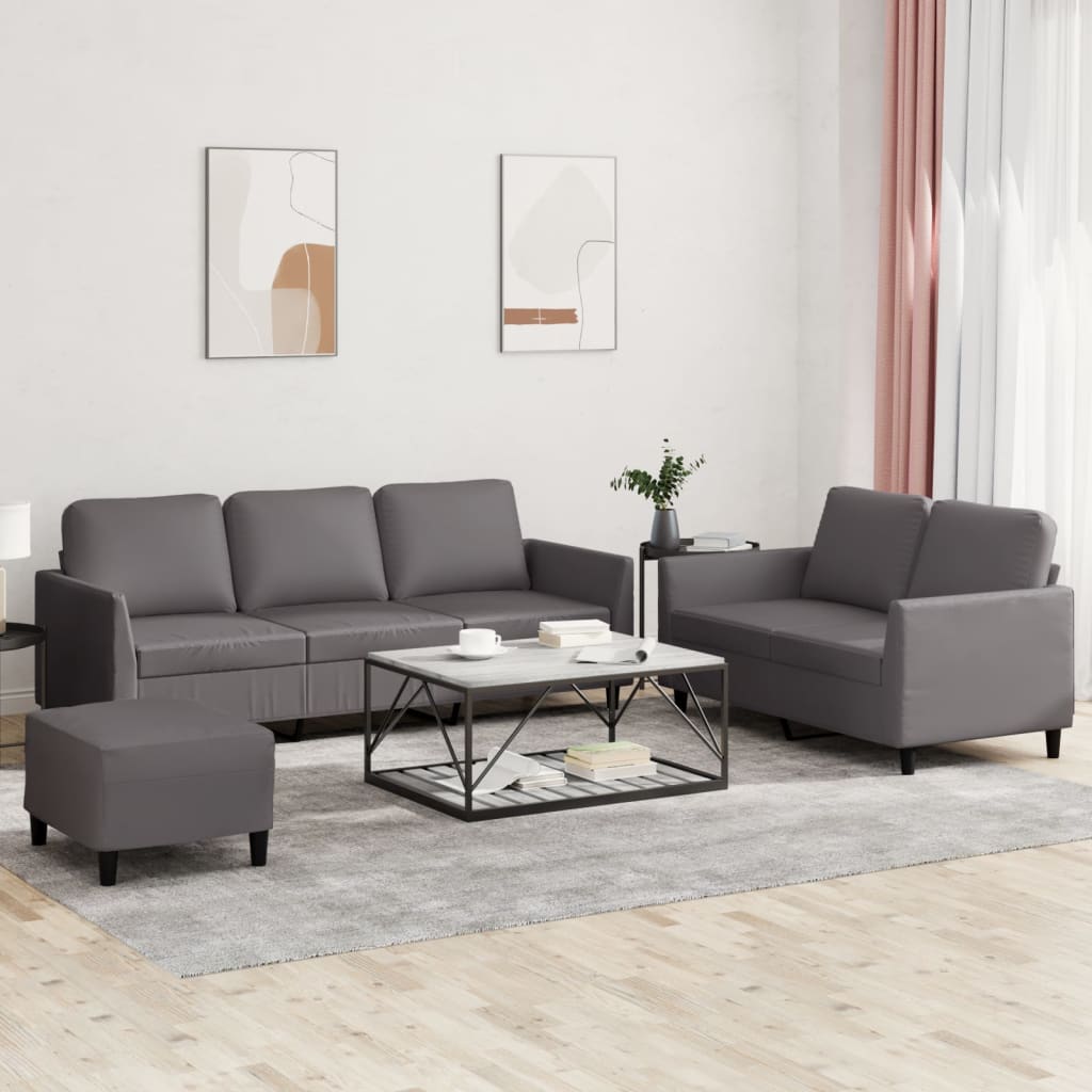 2-tlg. Sofagarnitur mit Kissen Schwarz Kunstleder