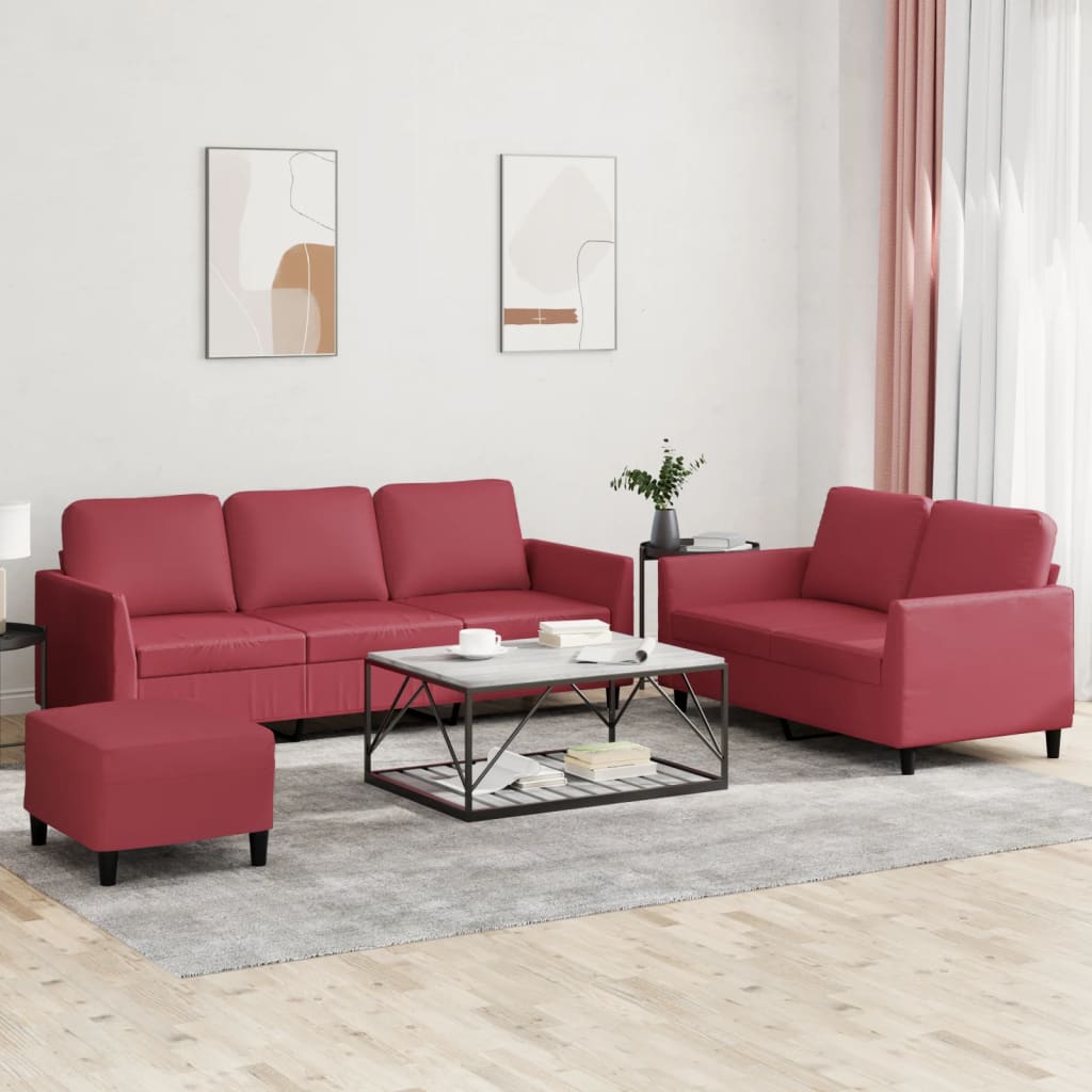 2-tlg. Sofagarnitur mit Kissen Schwarz Kunstleder