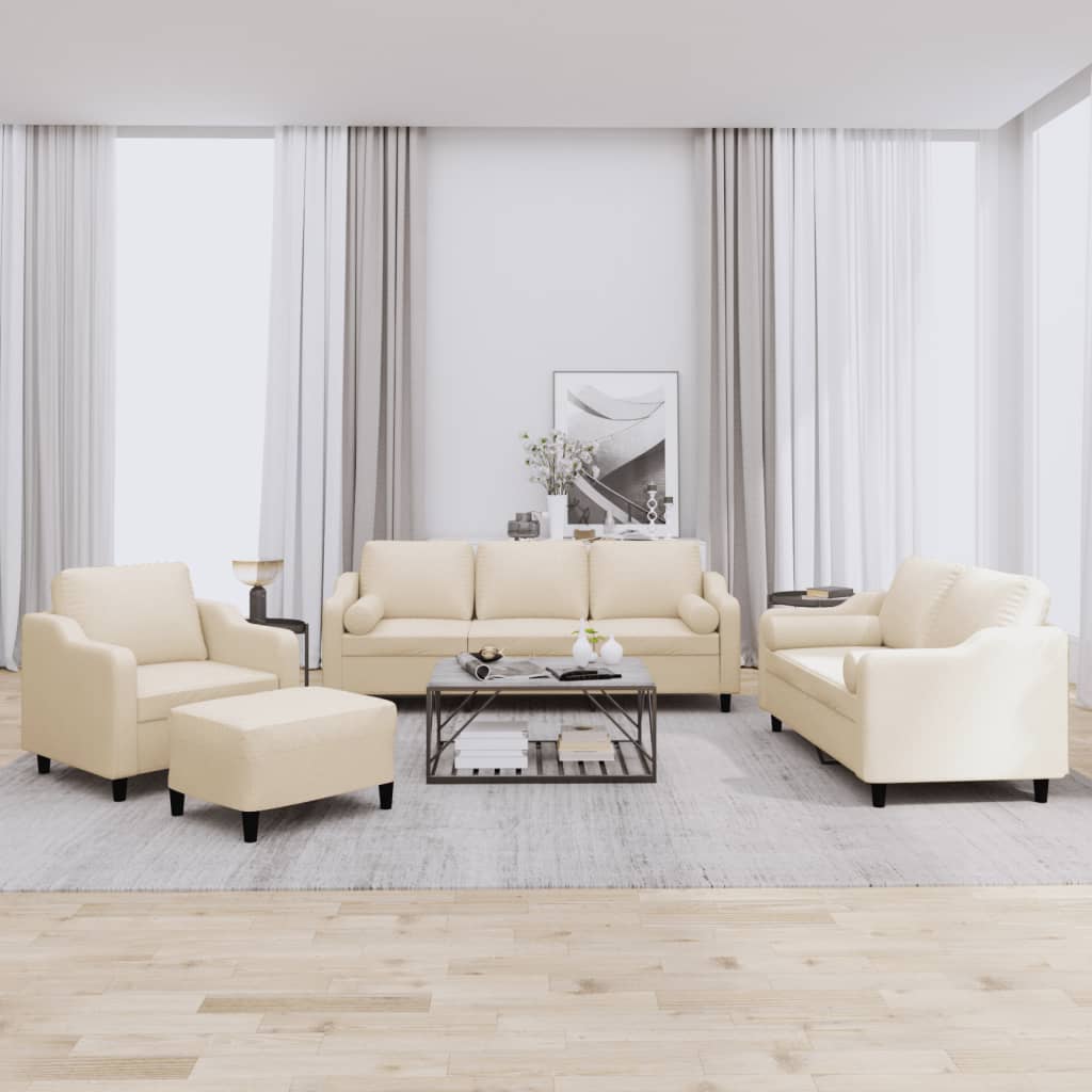 vidaXL 3-tlg. Sofagarnitur mit Kissen Hellgrau Stoff