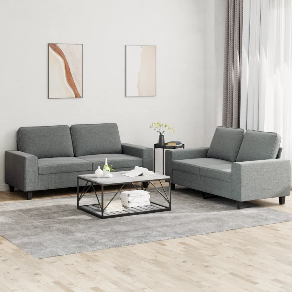 2-tlg. Sofagarnitur Hellgrau Stoff