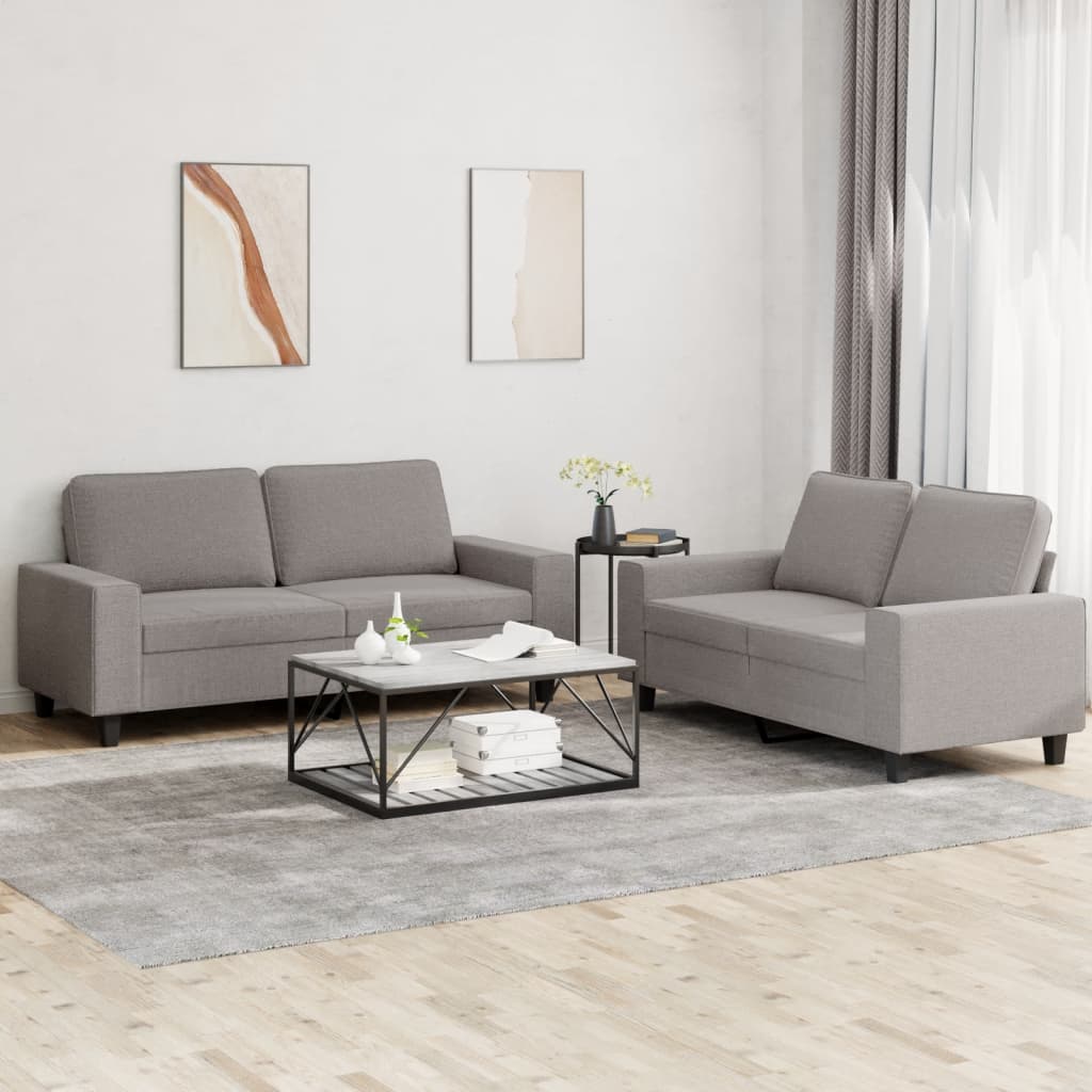 2-tlg. Sofagarnitur Hellgrau Stoff