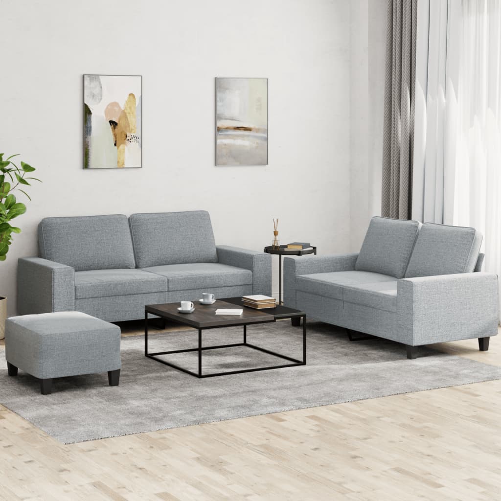 2-tlg. Sofagarnitur Hellgrau Stoff