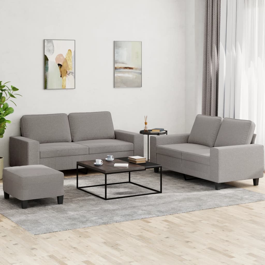 2-tlg. Sofagarnitur Hellgrau Stoff