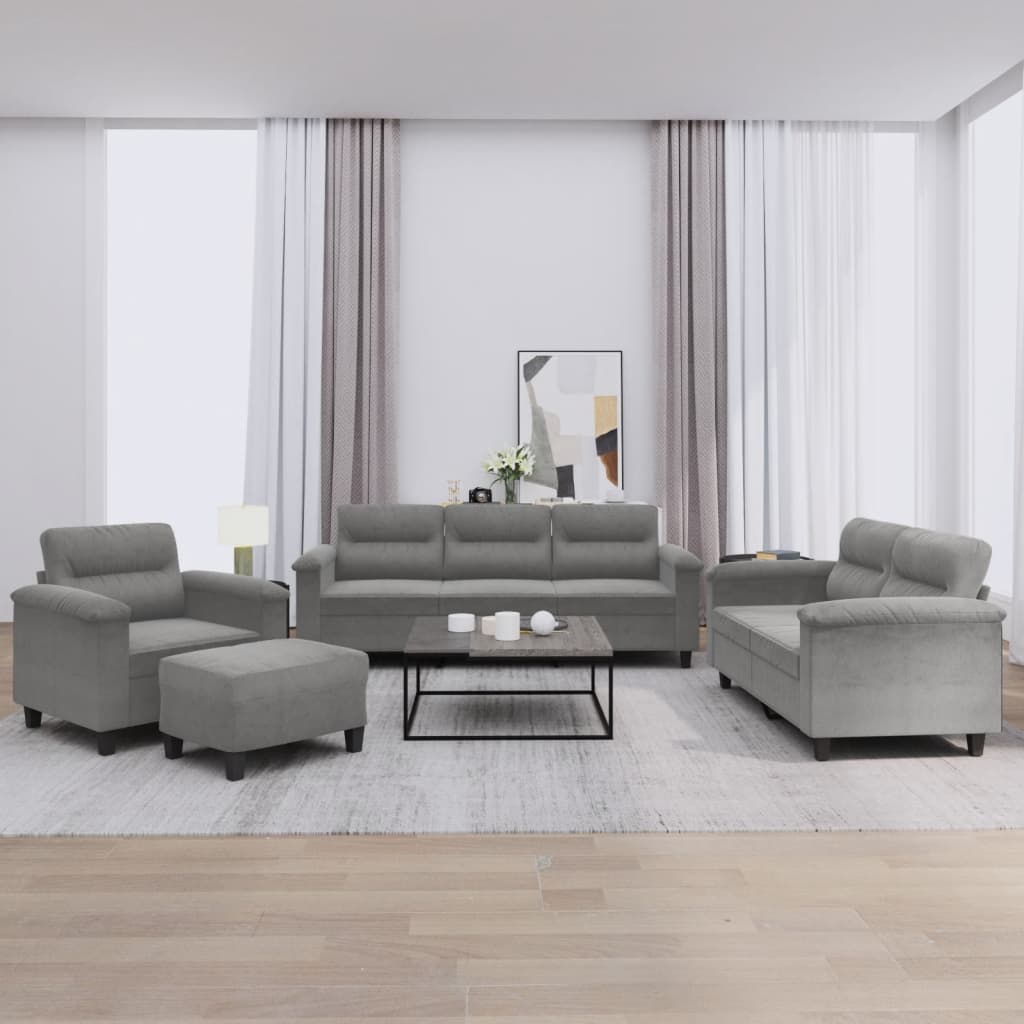 3-tlg. Sofagarnitur mit Kissen Taupe Mikrofasergewebe