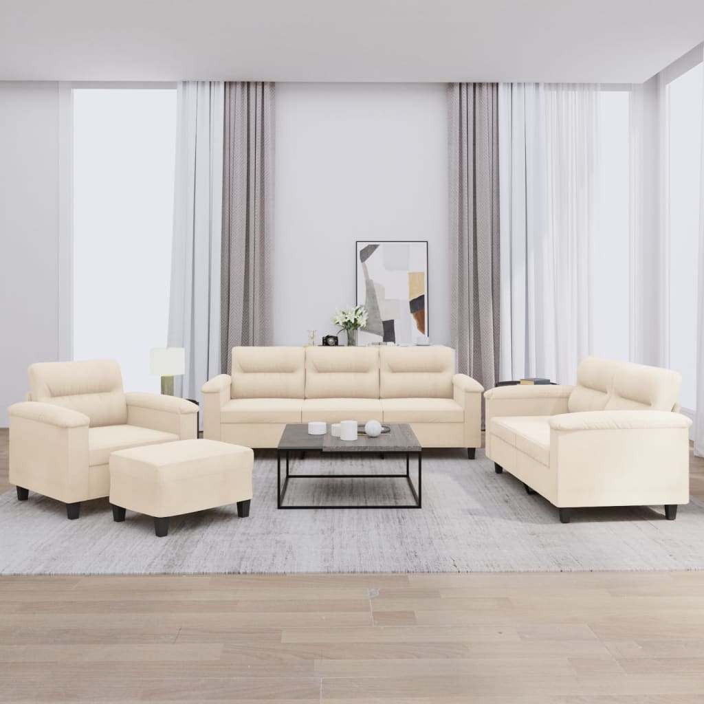 3-tlg. Sofagarnitur mit Kissen Taupe Mikrofasergewebe