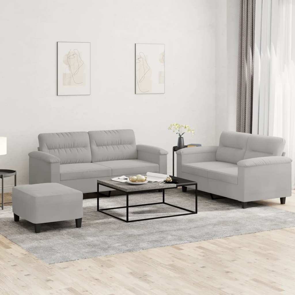 2-tlg. Sofagarnitur mit Kissen Taupe Mikrofasergewebe