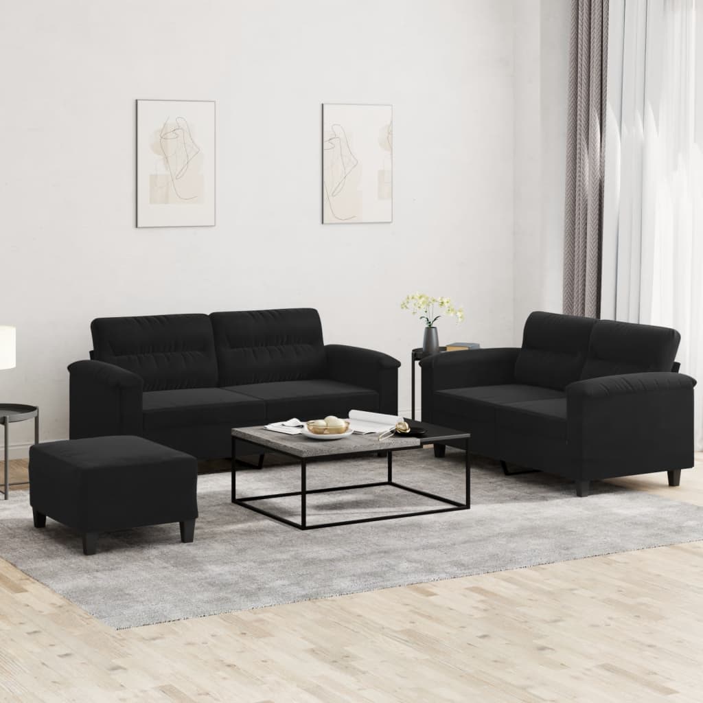 2-tlg. Sofagarnitur mit Kissen Taupe Mikrofasergewebe