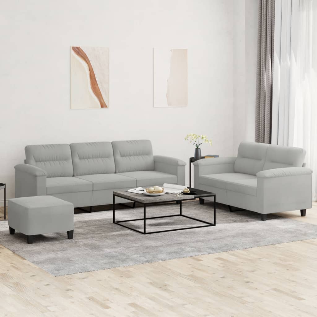 2-tlg. Sofagarnitur mit Kissen Taupe Mikrofasergewebe