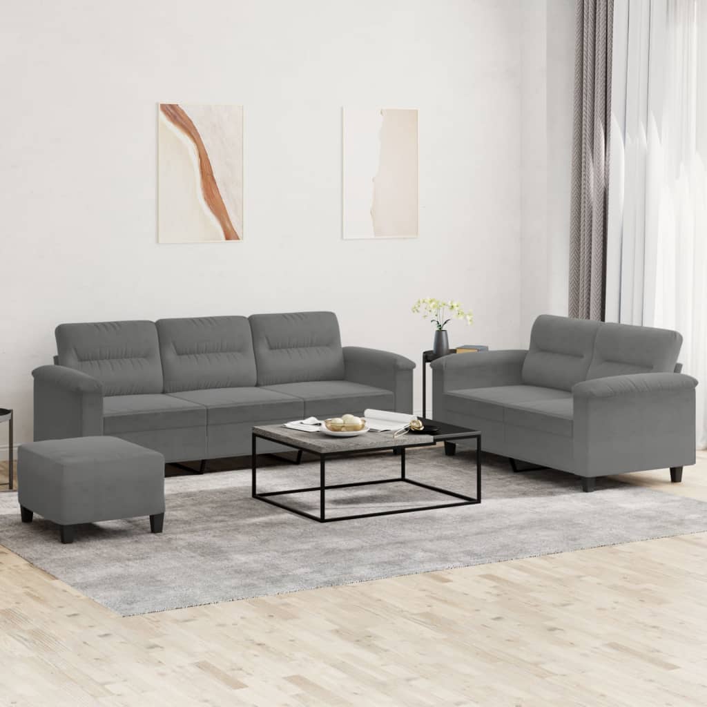 2-tlg. Sofagarnitur mit Kissen Taupe Mikrofasergewebe