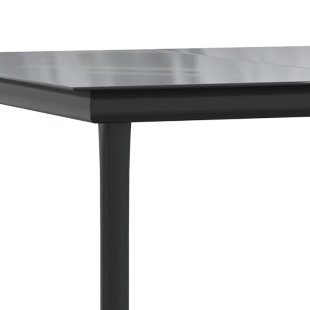 3-tlg. Garten-Essgruppe Grau und Schwarz Poly Rattan und Stahl