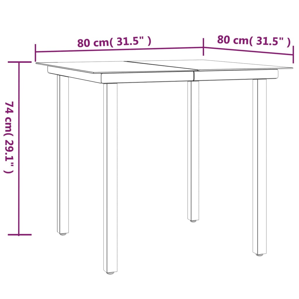 3-tlg. Garten-Essgruppe Schwarz Poly Rattan und Stahl