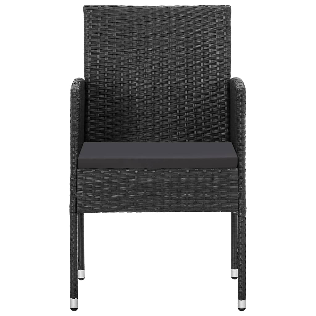 3-tlg. Garten-Essgruppe Schwarz Poly Rattan und Stahl