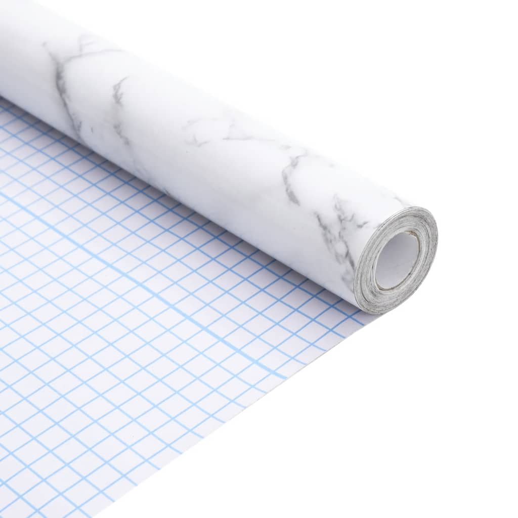 vidaXL Möbelfolien Selbstklebend Marmor-Optik Weiß 90x500 cm PVC