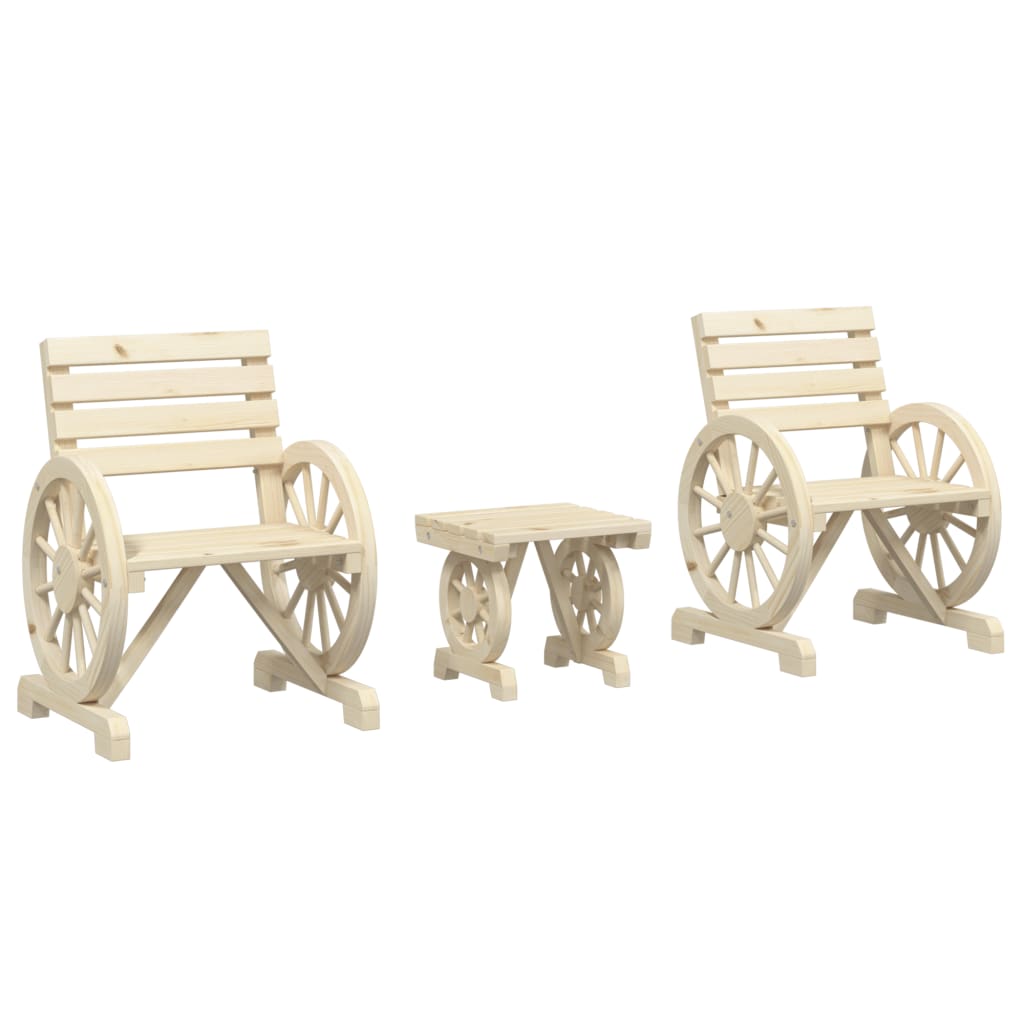 3-tlg. Garten-Lounge-Set Massivholz Tanne