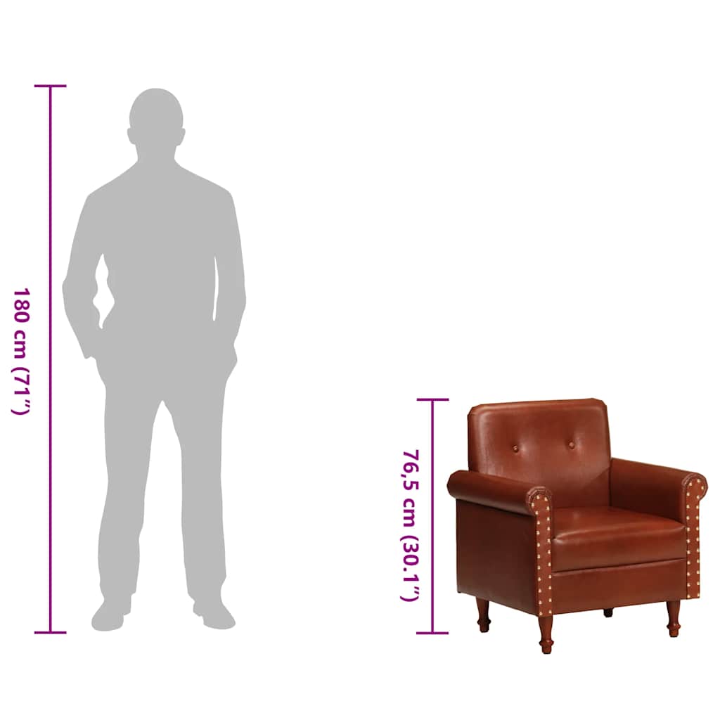 vidaXL Sessel Braun Echtleder