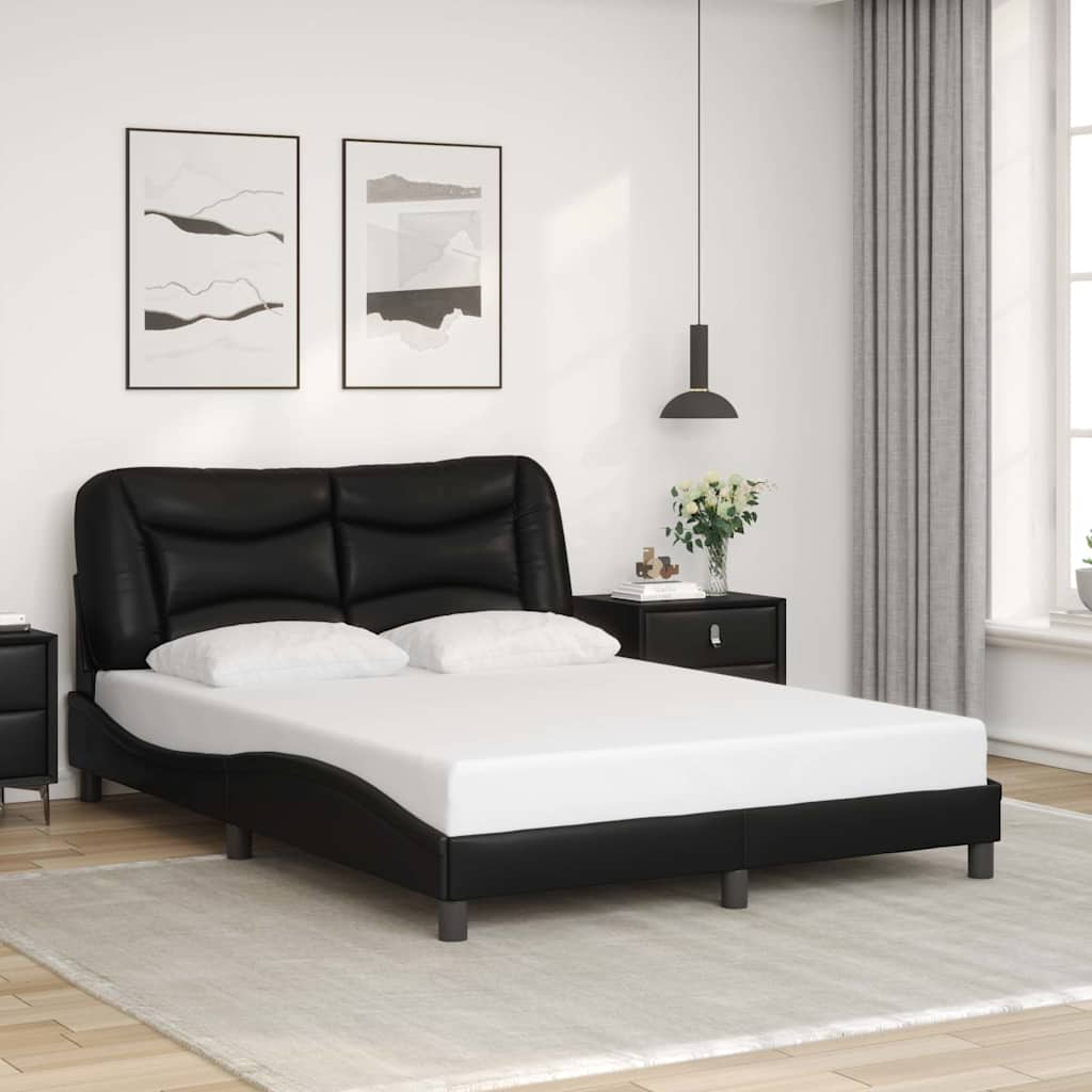 Bettgestell ohne Matratze "Hvar" Schwarz 80x200 cm Kunstleder