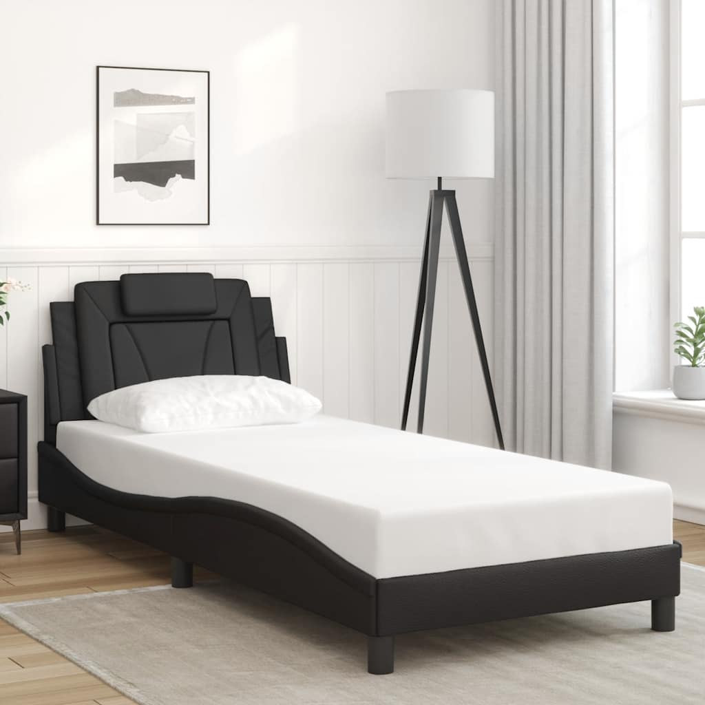 Bettgestell "Viana" ohne Matratze Schwarz 80x200 cm Kunstleder
