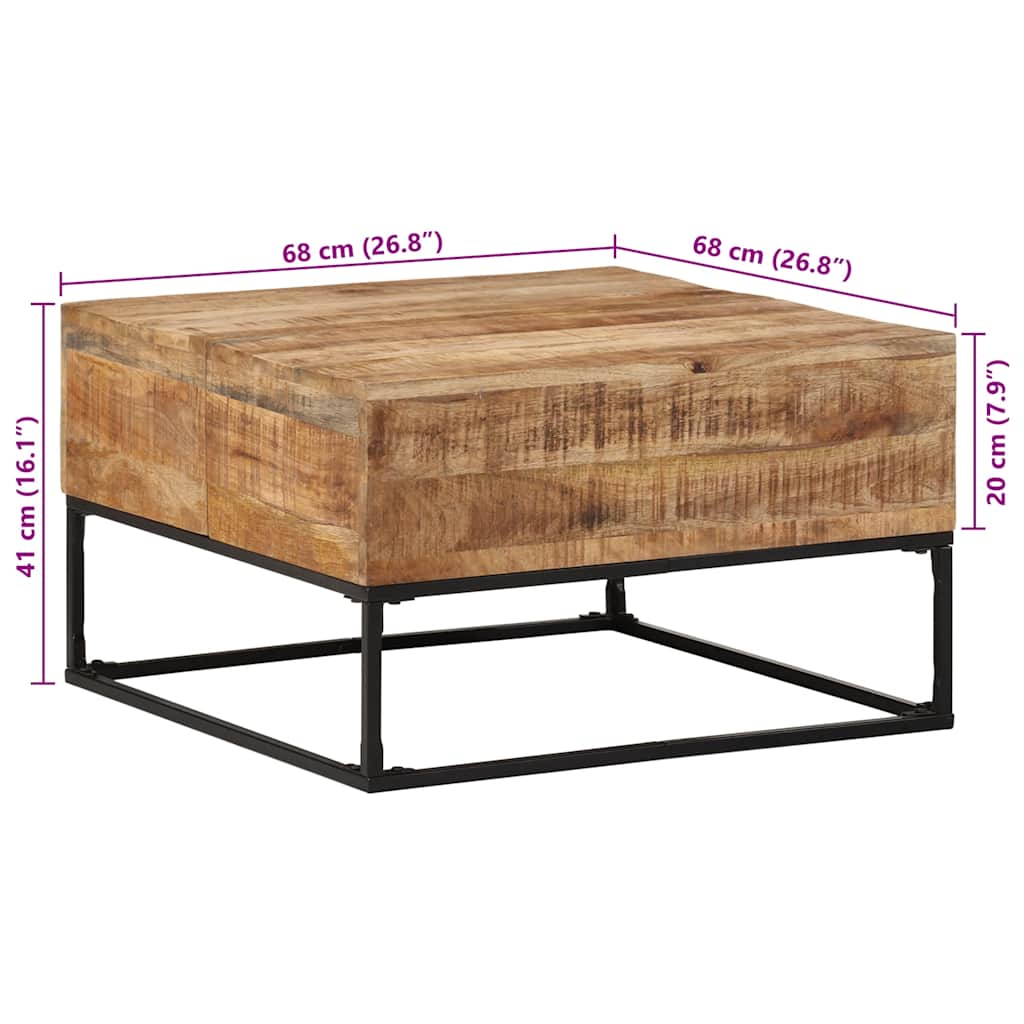 vidaXL Couchtisch 68x68x41 cm Raues Mangoholz