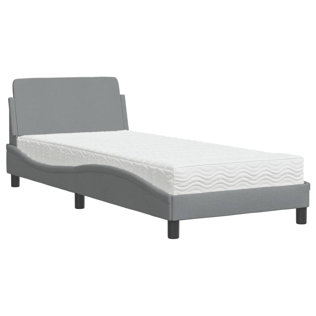 vidaXL Bett mit Matratze "Dover" Hellgrau 80x200 cm Stoff