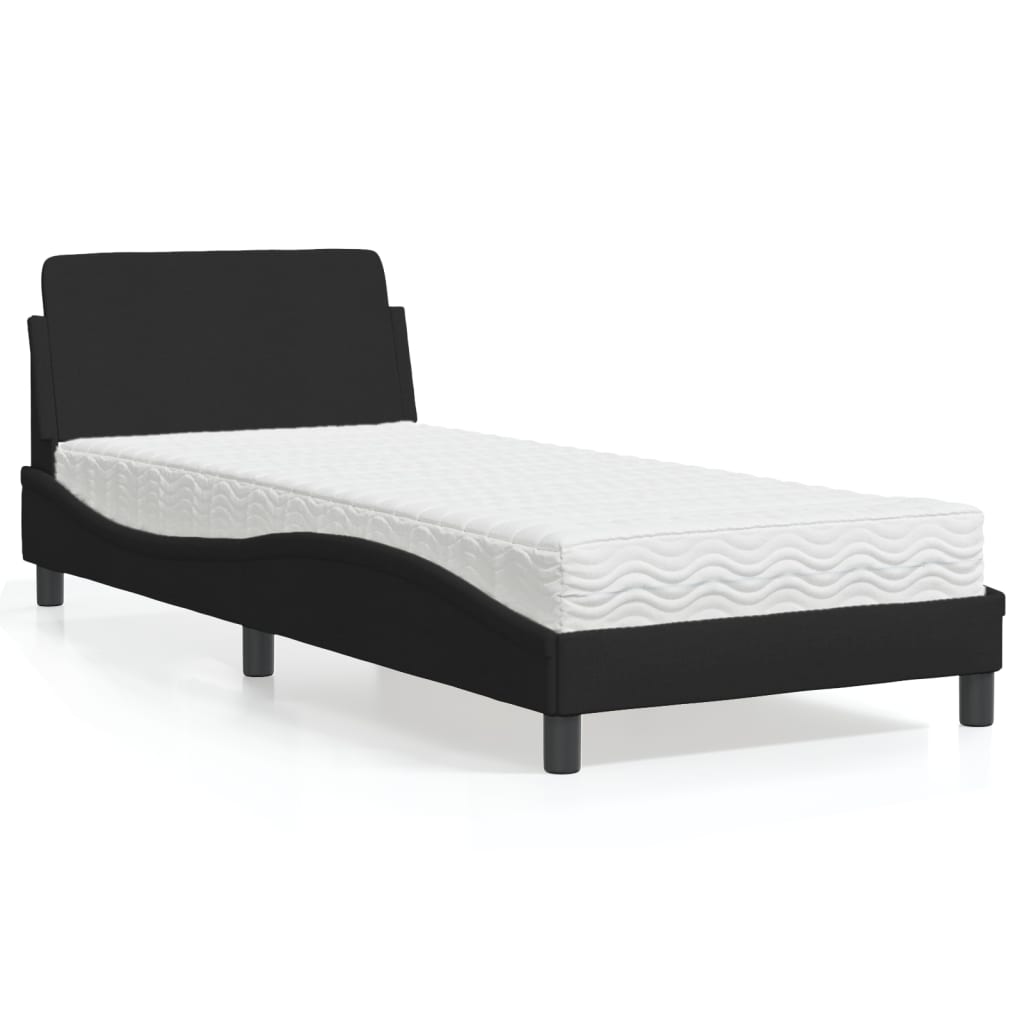 Bett mit Matratze "Dover" Hellgrau 80x200 cm Stoff