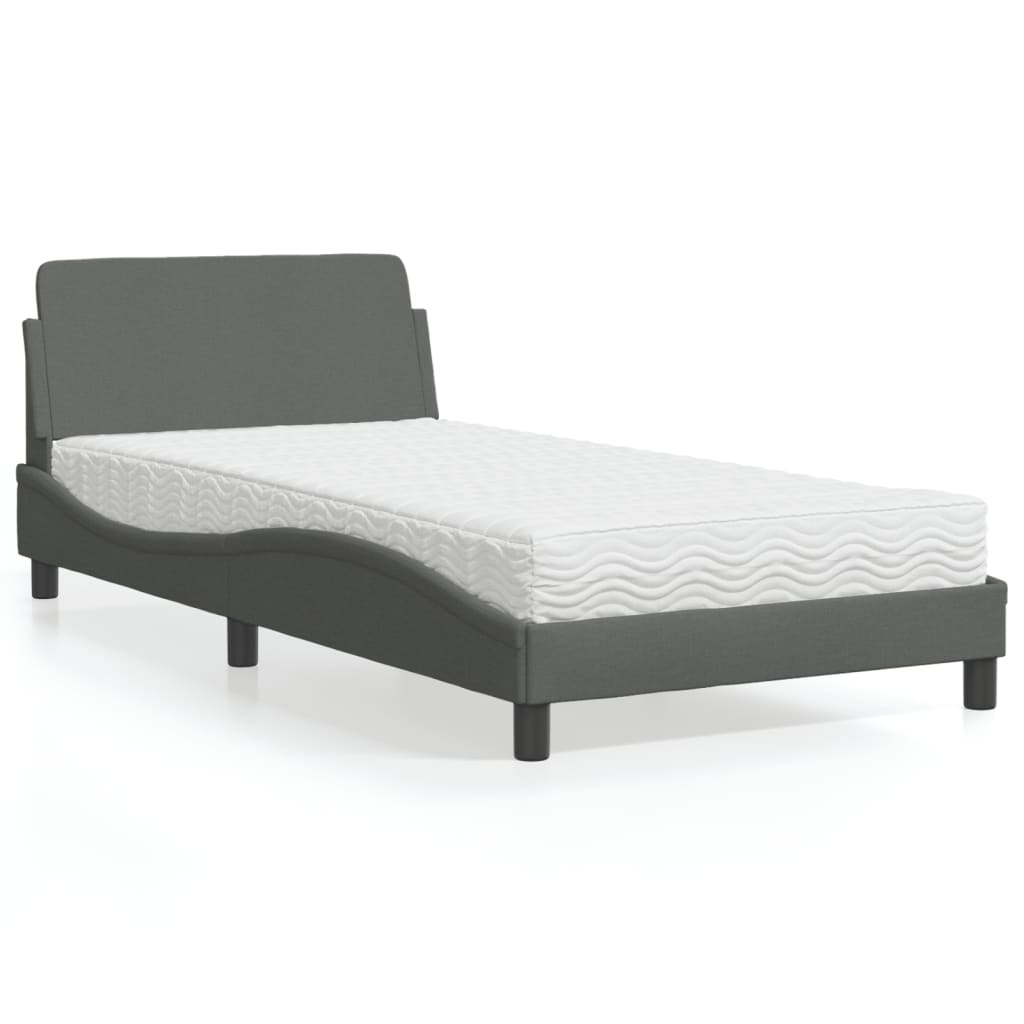 vidaXL Bett mit Matratze "Dover" Hellgrau 80x200 cm Stoff