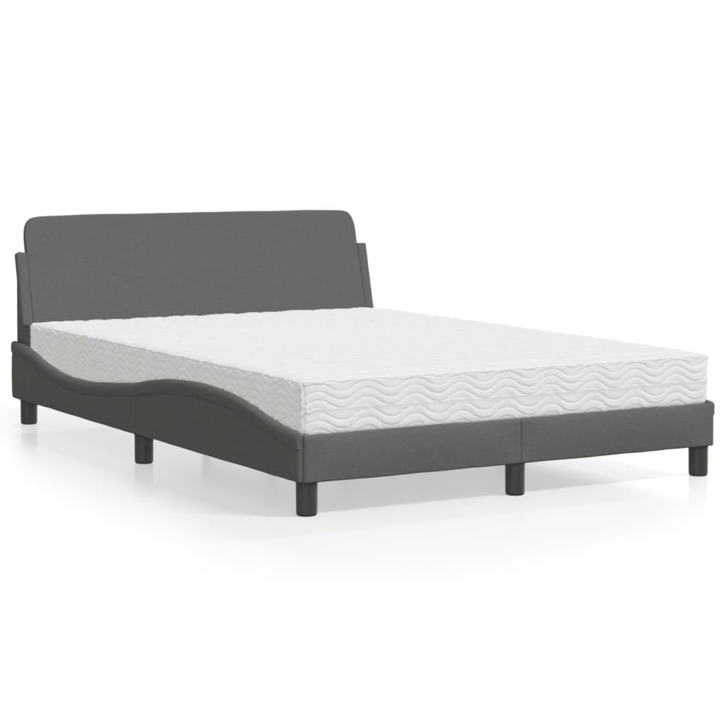 vidaXL Bett mit Matratze "Dover" Hellgrau 80x200 cm Stoff