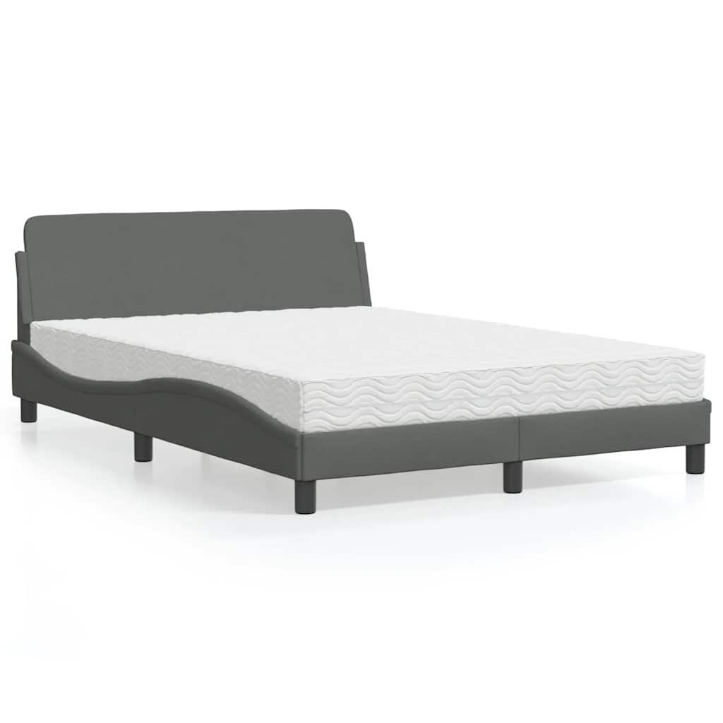 Bett mit Matratze "Dover" Hellgrau 80x200 cm Stoff