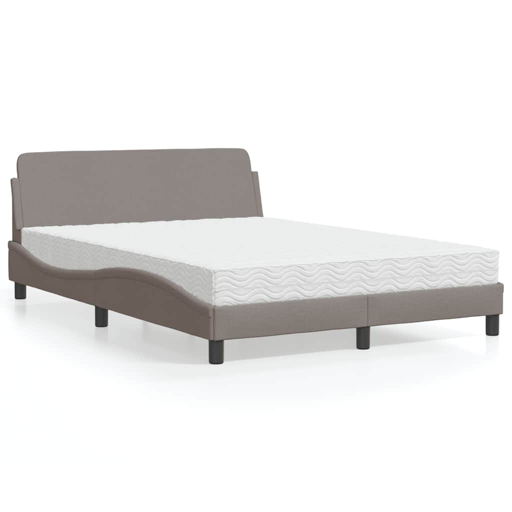 Bett mit Matratze "Dover" Hellgrau 80x200 cm Stoff