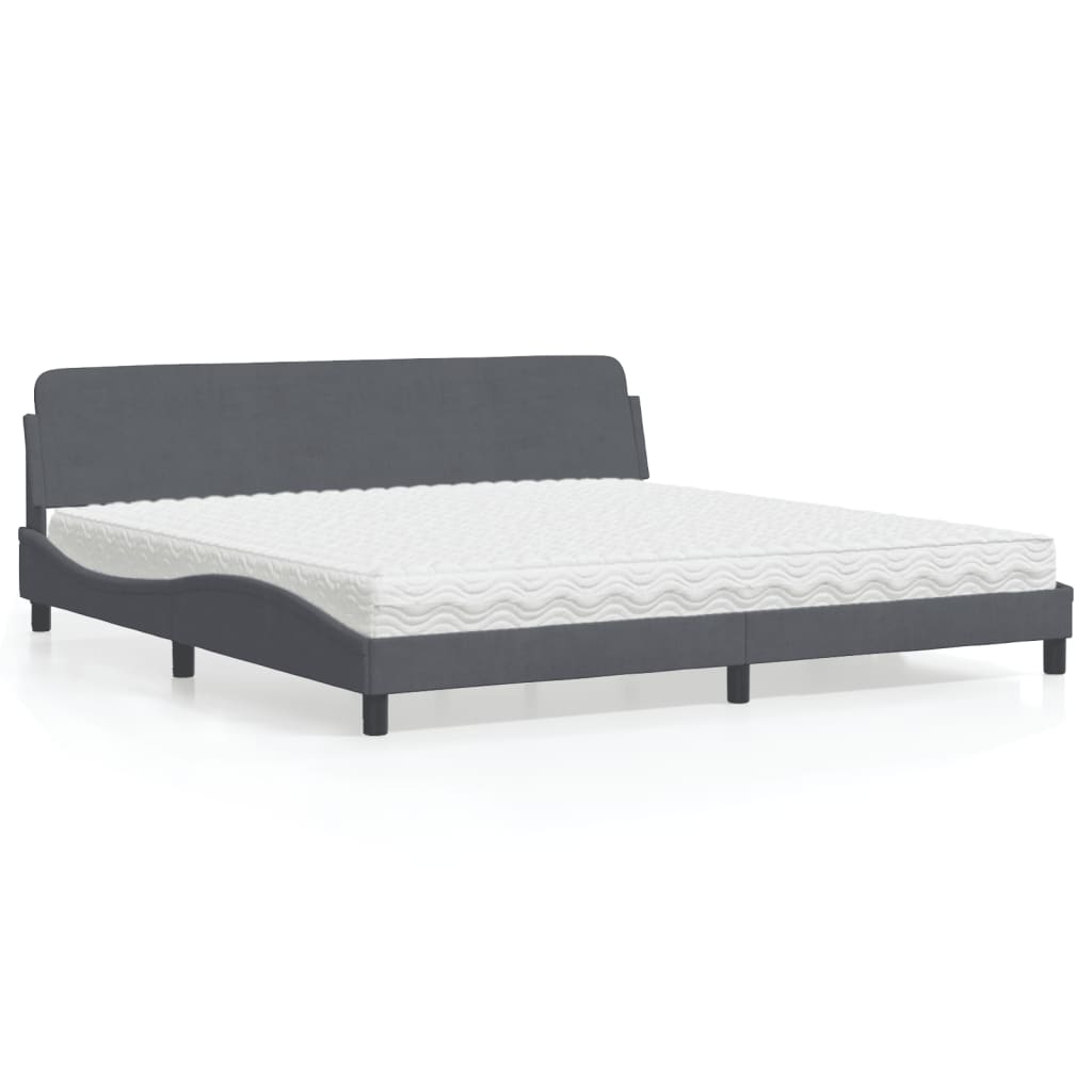 vidaXL Bett mit Matratze "Dover" Hellgrau 80x200 cm Samt