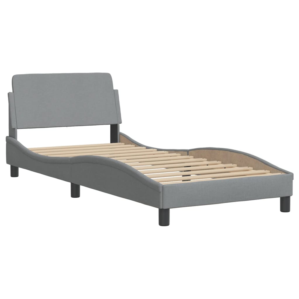 vidaXL Bett mit Matratze "Hvar" Hellgrau 80x200 cm Stoff