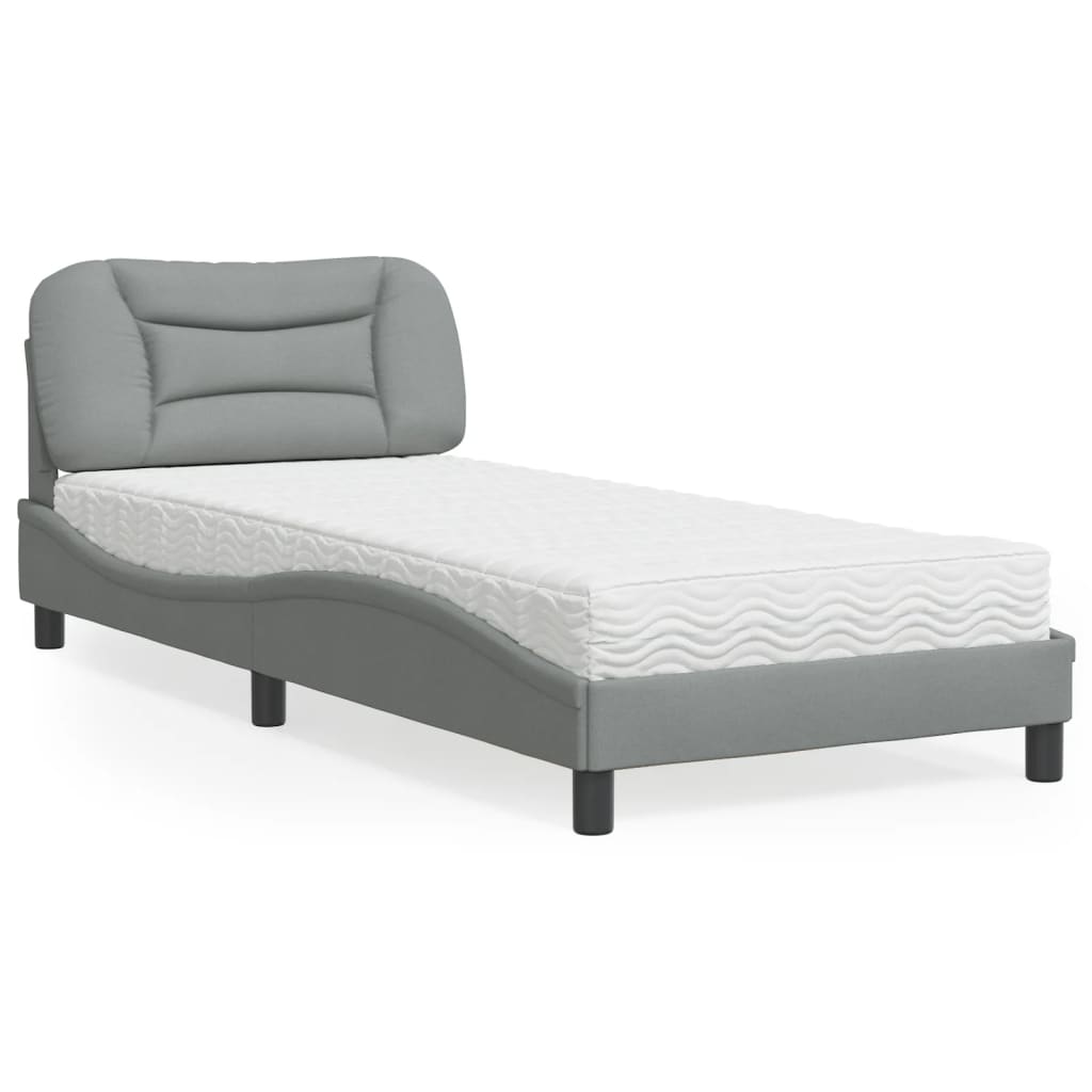 vidaXL Bett mit Matratze "Hvar" Hellgrau 80x200 cm Stoff