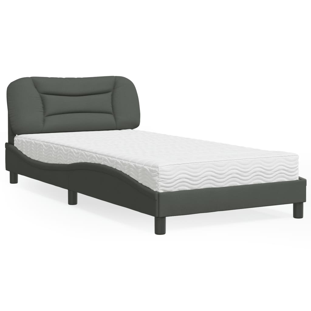 vidaXL Bett mit Matratze "Hvar" Hellgrau 80x200 cm Stoff