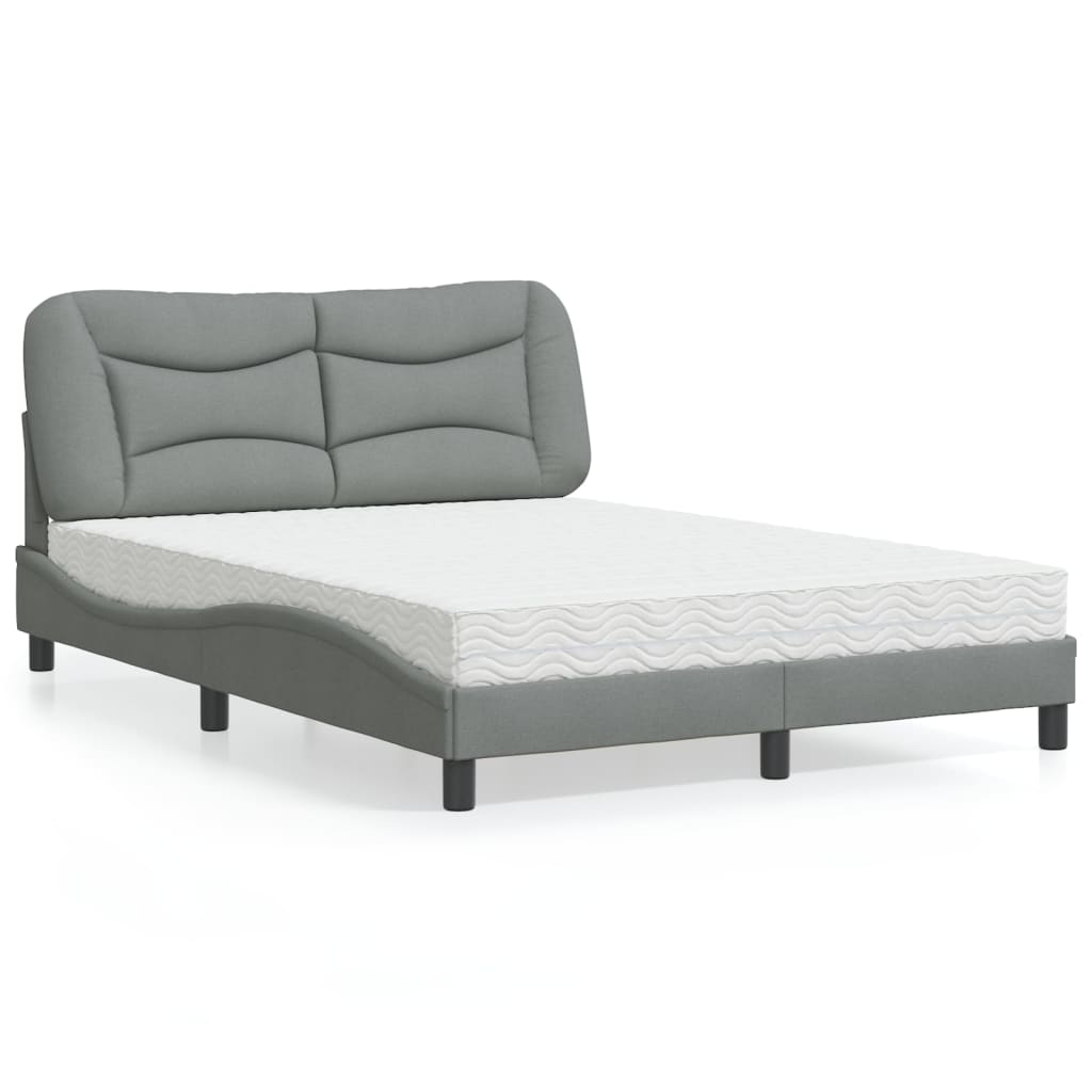 vidaXL Bett mit Matratze "Hvar" Hellgrau 80x200 cm Stoff