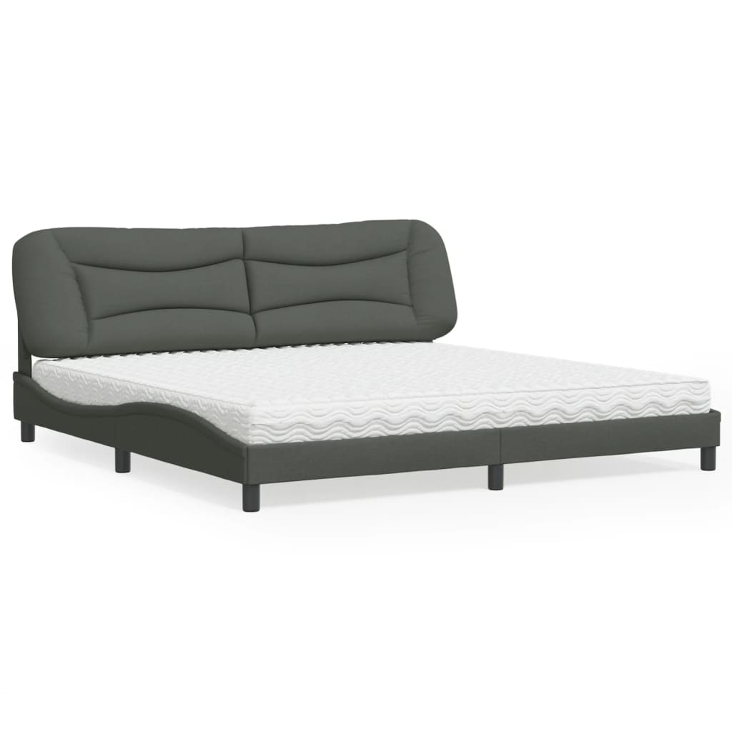 vidaXL Bett mit Matratze "Hvar" Hellgrau 80x200 cm Stoff