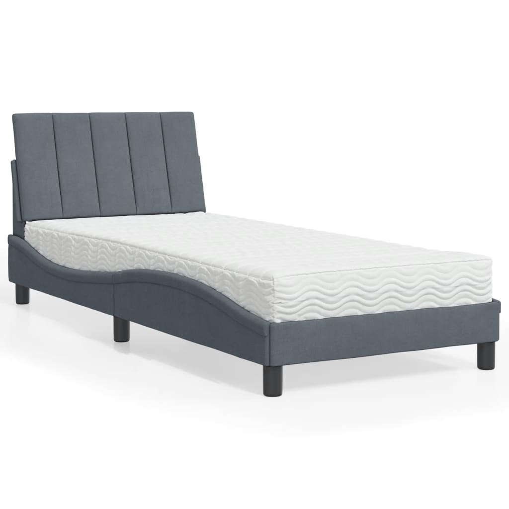 vidaXL Bett mit Matratze "Hanko" Hellgrau 80x200 cm Samt