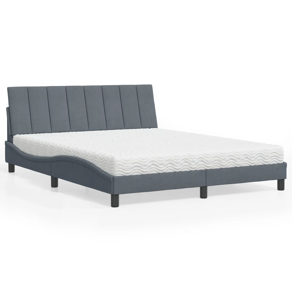 vidaXL Bett mit Matratze "Hanko" Hellgrau 80x200 cm Samt