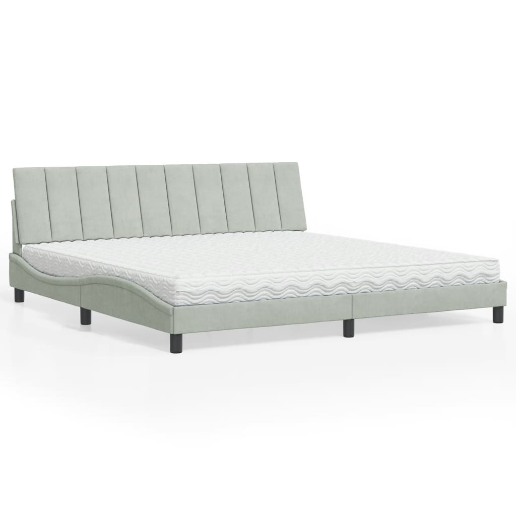 vidaXL Bett mit Matratze "Hanko" Hellgrau 80x200 cm Samt